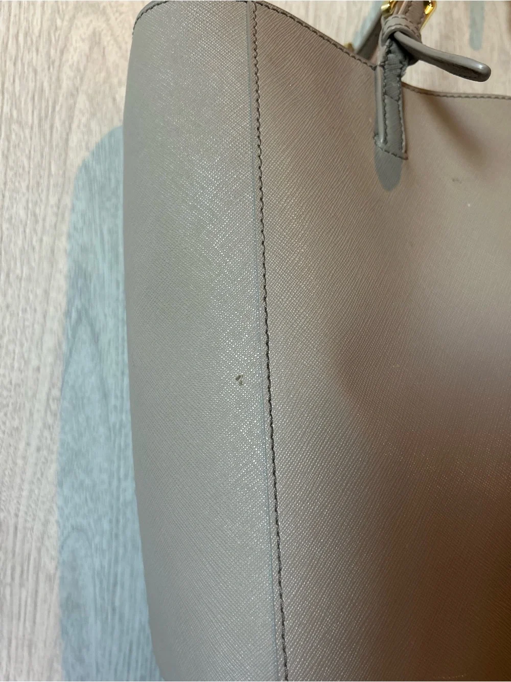 Tory Burch Emerson Saffiano Leather Buckle Tote - French Gray